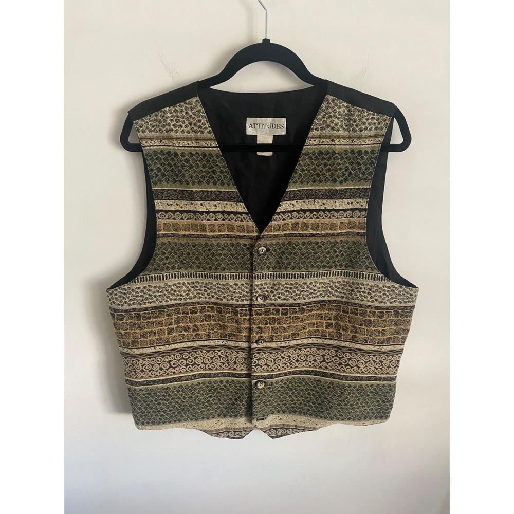 ATTITUDES Women's Tapestry Button Front Vest Size‎ XL